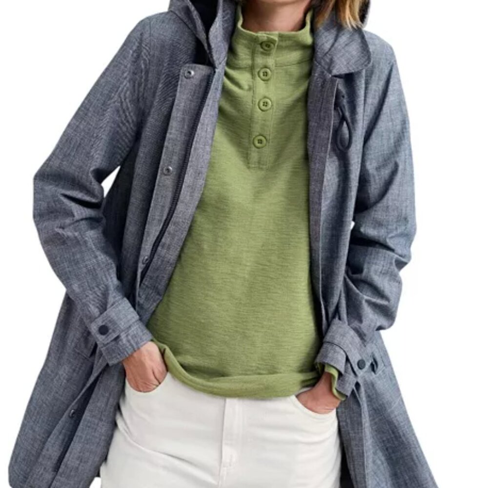 SEASALT CORNWALL Cloudburst Mac Raincoat Hooded Tin Cloth Organic Cotton Blue 14